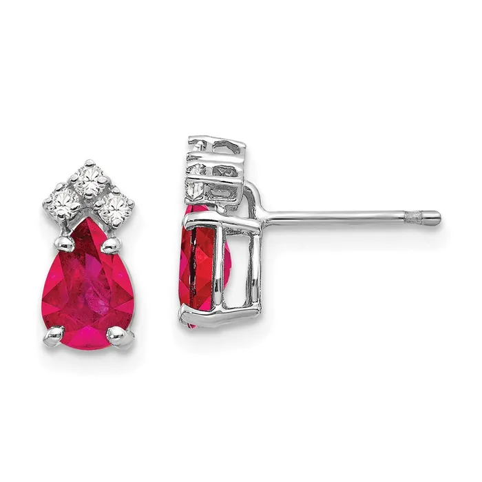 Goldia 14k White Gold 7x5mm Pear Ruby u0026 AAA Real Diamond Earrings Earrings Goldia 14k White Gold 7x5mm Pear Ruby u0026 AAA Real Diamond Earrings Earrings