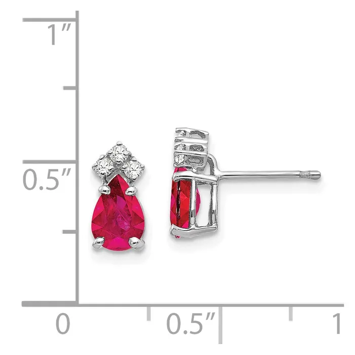 Goldia 14k White Gold 7x5mm Pear Ruby u0026 AAA Real Diamond Earrings Earrings