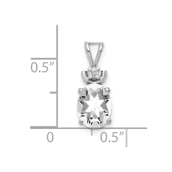 Goldia 14k White Gold 8x6mm Oval Cubic Zirconia A Real Diamond Pendant Necklaces