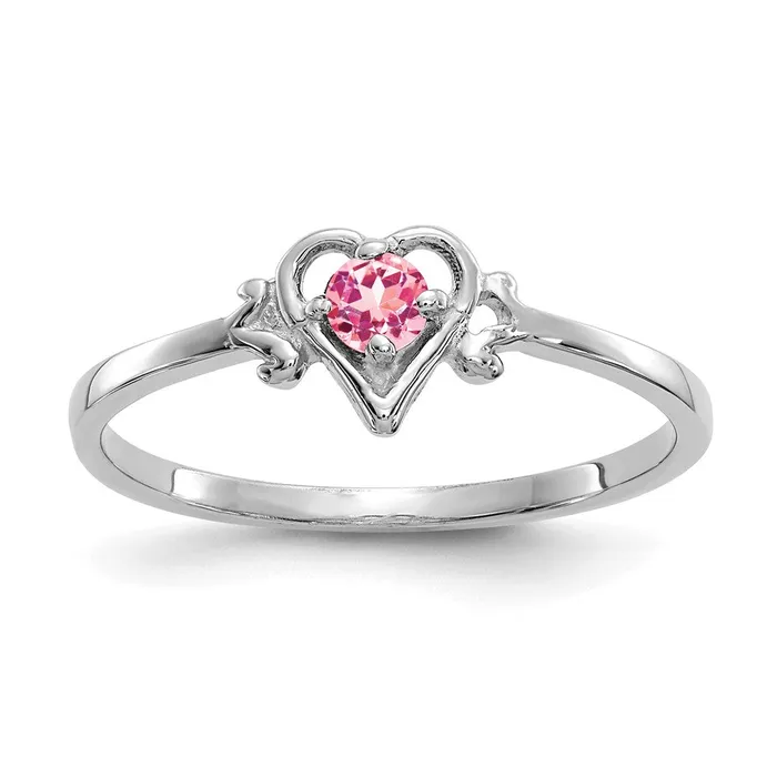Goldia 14k White Gold Pink Tourmaline Birthstone Heart Ring Rings