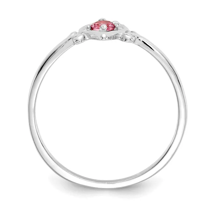Goldia 14k White Gold Pink Tourmaline Birthstone Heart Ring Rings