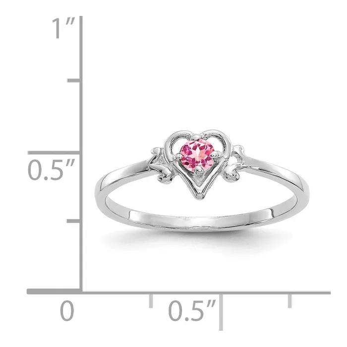 Goldia 14k White Gold Pink Tourmaline Birthstone Heart Ring Rings