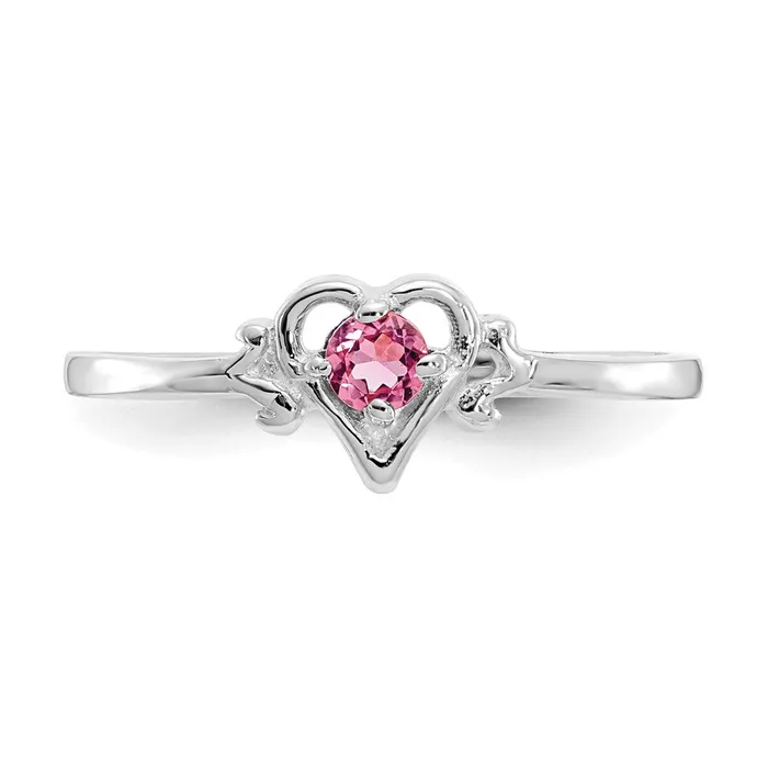 Goldia 14k White Gold Pink Tourmaline Birthstone Heart Ring Rings