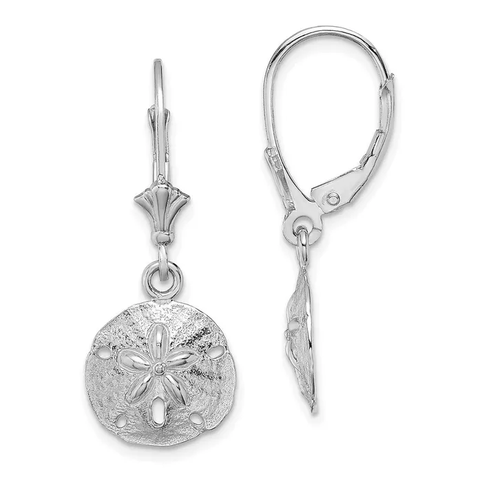 Goldia 14k White Gold Polished Sand Dollar Leverback Earrings Earrings