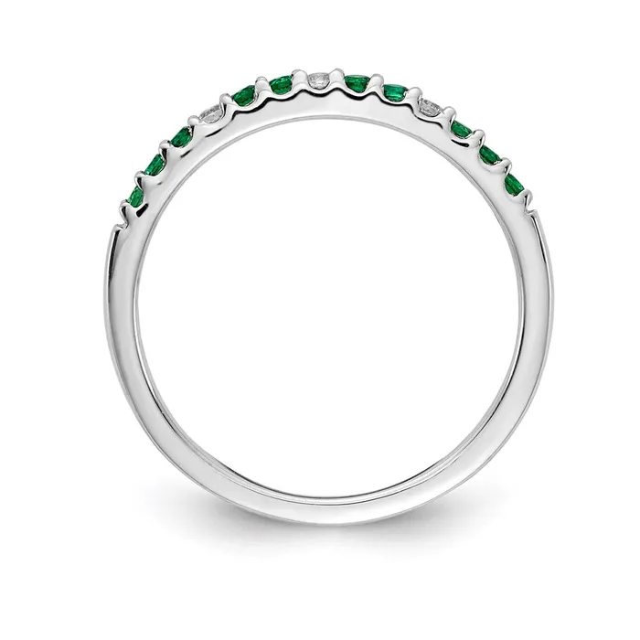 Goldia 14k White Gold Real Diamond and Emerald Band Rings