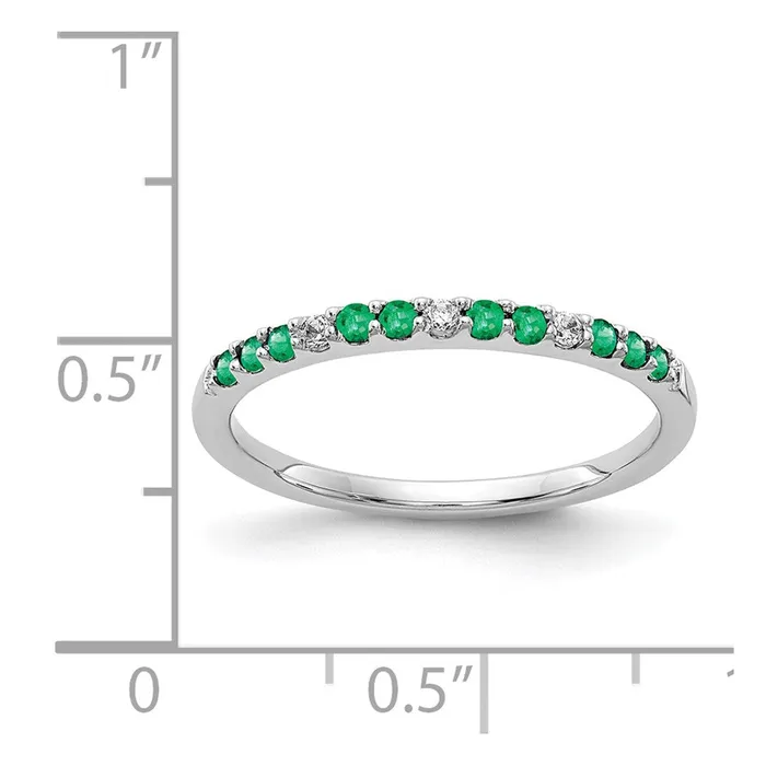 Goldia 14k White Gold Real Diamond and Emerald Band Rings