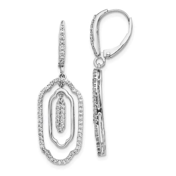 Goldia 14k White Gold Real Diamond Leverback Earrings Earrings