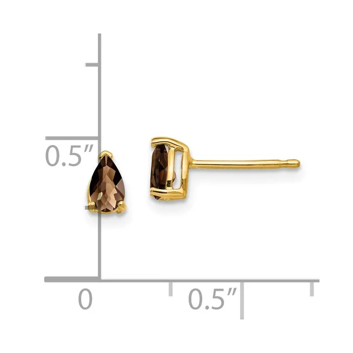 Goldia 14k Yellow Gold 5x3 Pear CheckerCut Smok Yellow Gold Quartz Earrings Earrings