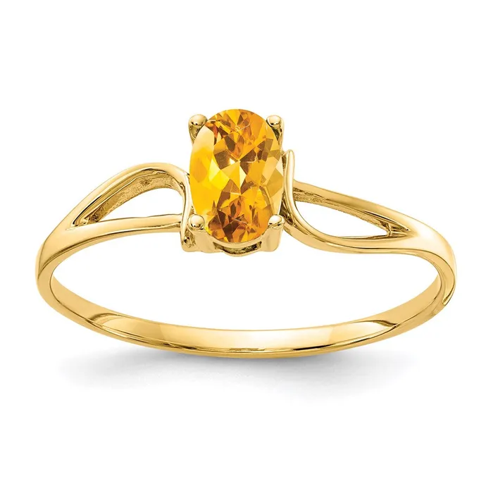Goldia 14K Yellow Gold 6x4mm Oval Citrine ring Rings