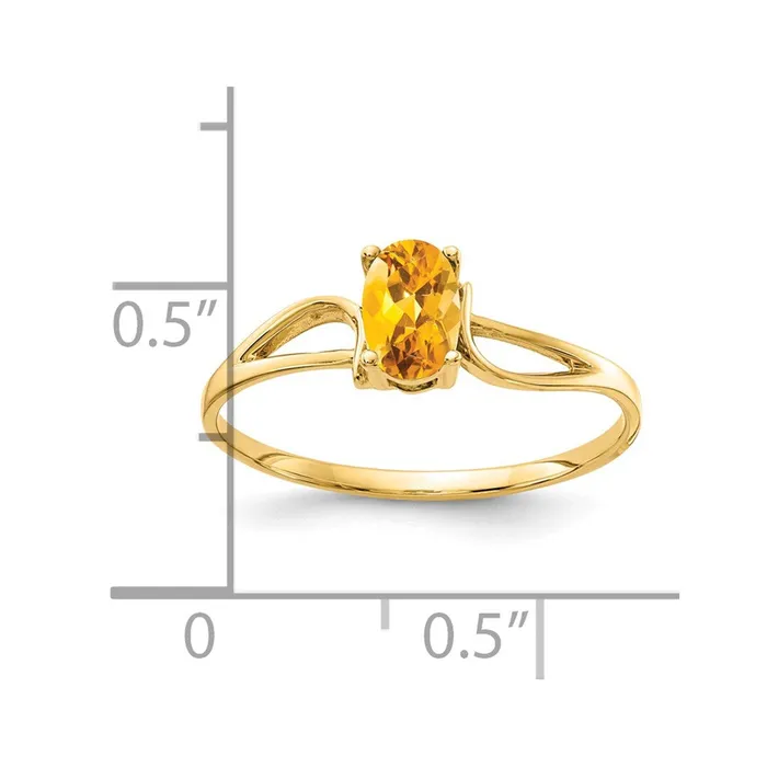 Goldia 14K Yellow Gold 6x4mm Oval Citrine ring Rings