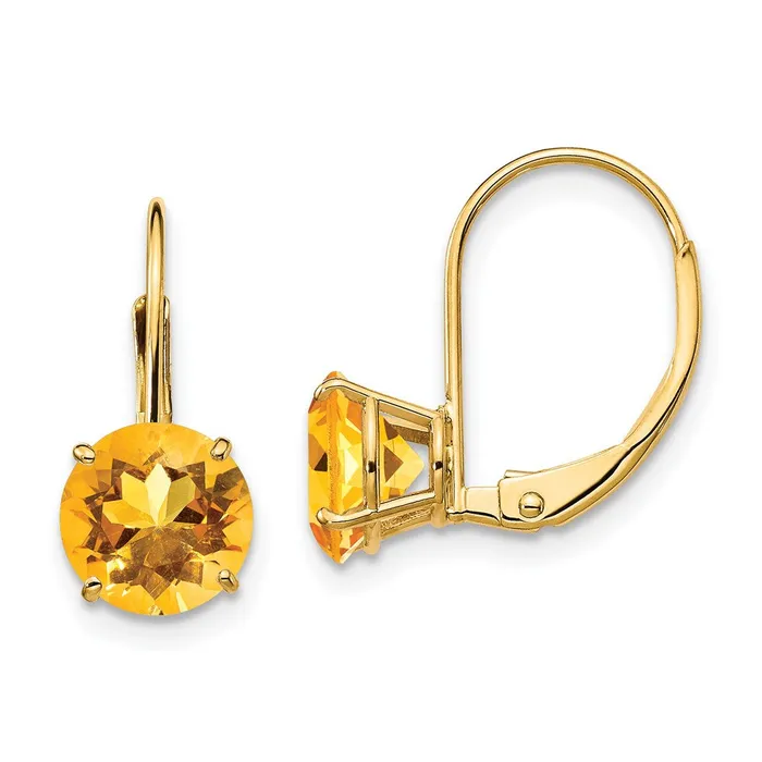 Goldia 14k Yellow Gold 7mm Citrine Leverback Earrings Earrings