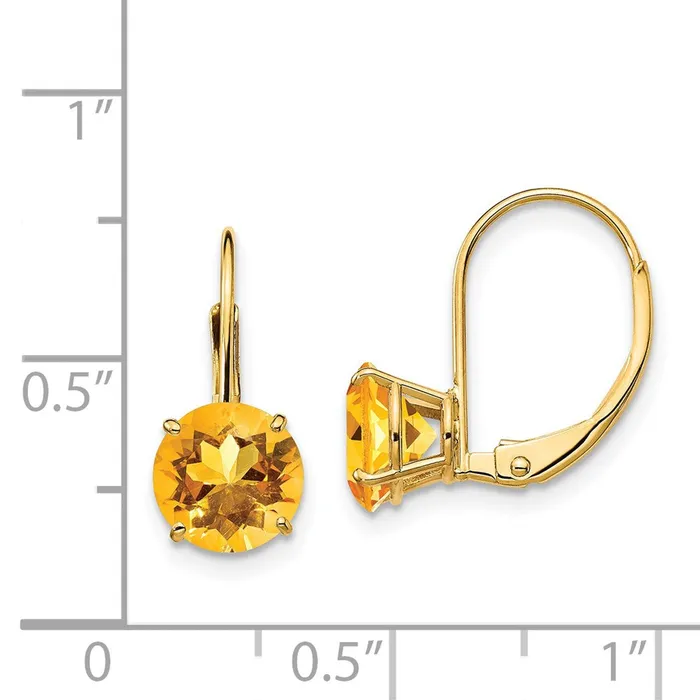 Goldia 14k Yellow Gold 7mm Citrine Leverback Earrings Earrings