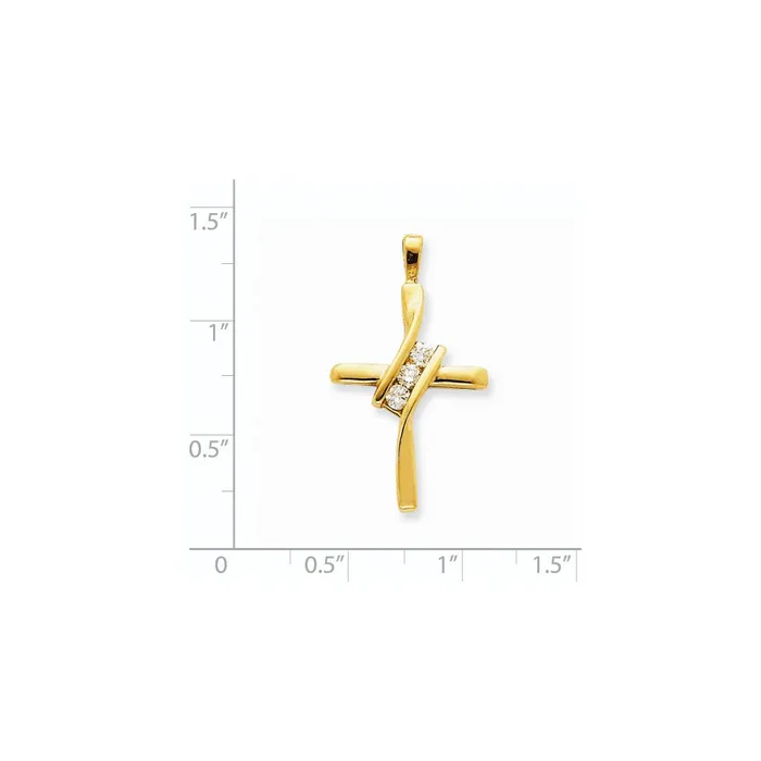 Goldia 14K Yellow Gold AAA Real Diamond Cross PreStyled Sets