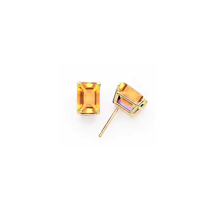 Goldia 14k Yellow Gold EmeraldCut Citrine stud Earrings Earrings