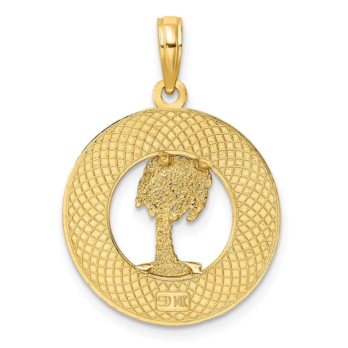 Goldia 14k Yellow Gold SAINT AUGUSTINE wPalm Tree Circle Charm Charm Necklaces