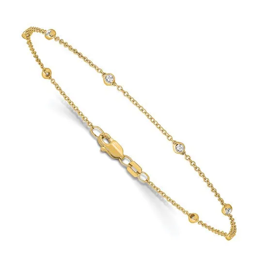 Goldia 14K Yellow White or Rose Gold 14 Ct Lab Grown Diamond VSSI D E F 7 Tennis Stations Anklet PreStyled Sets