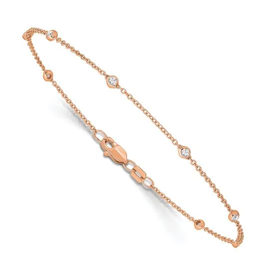 Goldia 14K Yellow White or Rose Gold 14 Ct Lab Grown Diamond VSSI D E F 7 Tennis Stations Anklet PreStyled Sets