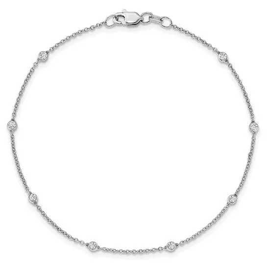 Goldia 14K Yellow White or Rose Gold 14 Ct Lab Grown Diamond VSSI D E F 7 Tennis Stations Anklet PreStyled Sets