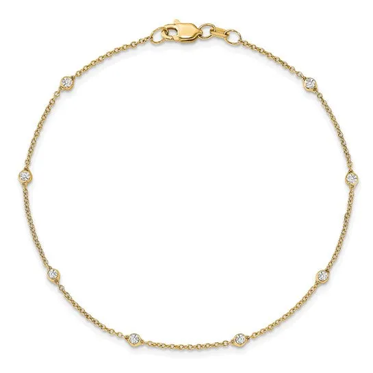 Goldia 14K Yellow White or Rose Gold 14 Ct Lab Grown Diamond VSSI D E F 7 Tennis Stations Anklet PreStyled Sets