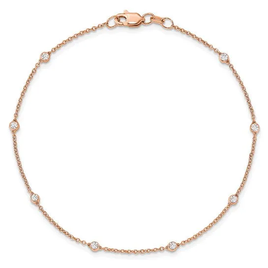 Goldia 14K Yellow White or Rose Gold 14 Ct Lab Grown Diamond VSSI D E F 7 Tennis Stations Anklet PreStyled Sets