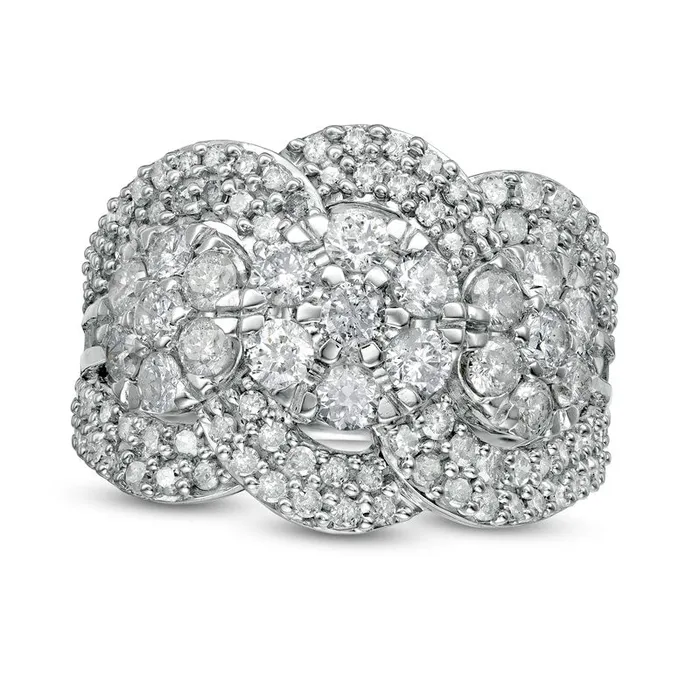 Goldia 20 CT TW Composite Natural Diamond Trio Ring in Solid 10K White Gold Rings