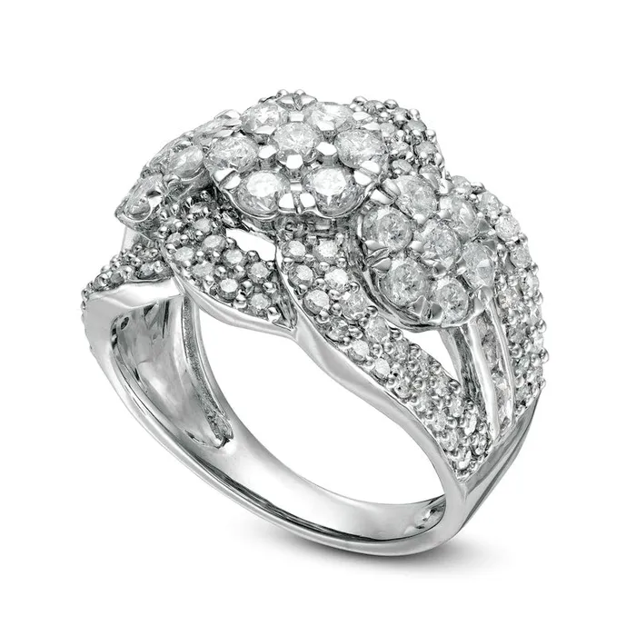 Goldia 20 CT TW Composite Natural Diamond Trio Ring in Solid 10K White Gold Rings Goldia 20 CT TW Composite Natural Diamond Trio Ring in Solid 10K White Gold Rings