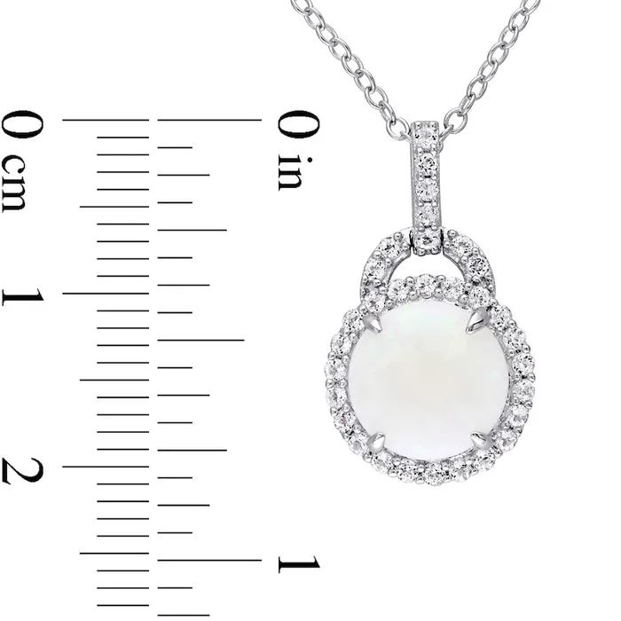 Goldia 90mm Cabochon Opal and White Topaz Frame Doorknocker Pendant in Sterling Silver Necklaces Goldia 90mm Cabochon Opal and White Topaz Frame Doorknocker Pendant in Sterling Silver Necklaces