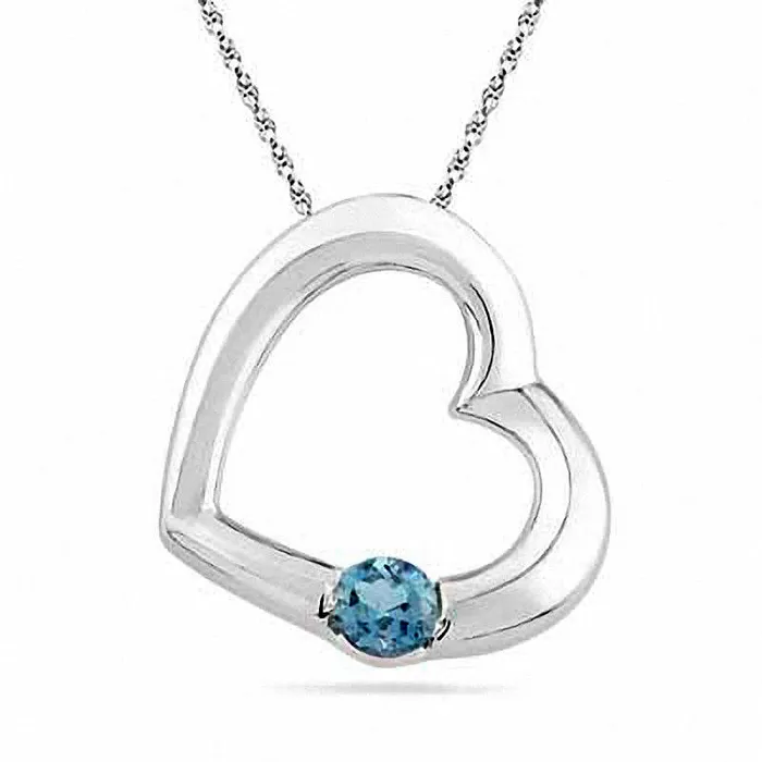 Goldia Aquamarine Heart Pendant in Sterling Silver Necklaces