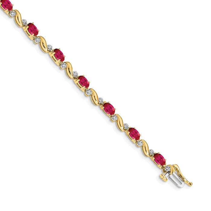 goldiaca 14k Yellow Gold Natural Diamond and Ruby Bracelet Bracelets goldiaca 14k Yellow Gold Natural Diamond and Ruby Bracelet Bracelets