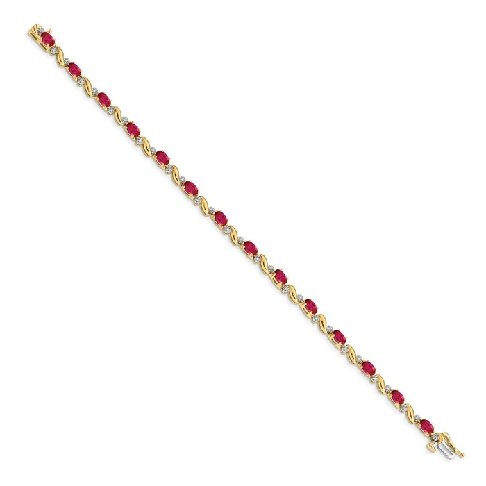 goldiaca 14k Yellow Gold Natural Diamond and Ruby Bracelet Bracelets