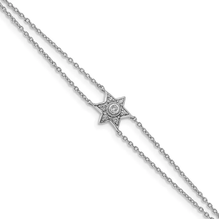 goldiaca Bracelets 14k White Gold Natural Diamond Six Point Star 75 inch w 5in ext Bracelet goldiaca Bracelets 14k White Gold Natural Diamond Six Point Star 75 inch w 5in ext Bracelet