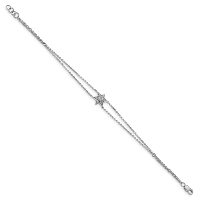 goldiaca Bracelets 14k White Gold Natural Diamond Six Point Star 75 inch w 5in ext Bracelet