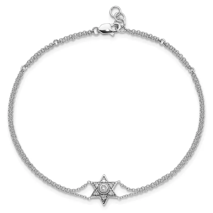 goldiaca Bracelets 14k White Gold Natural Diamond Six Point Star 75 inch w 5in ext Bracelet