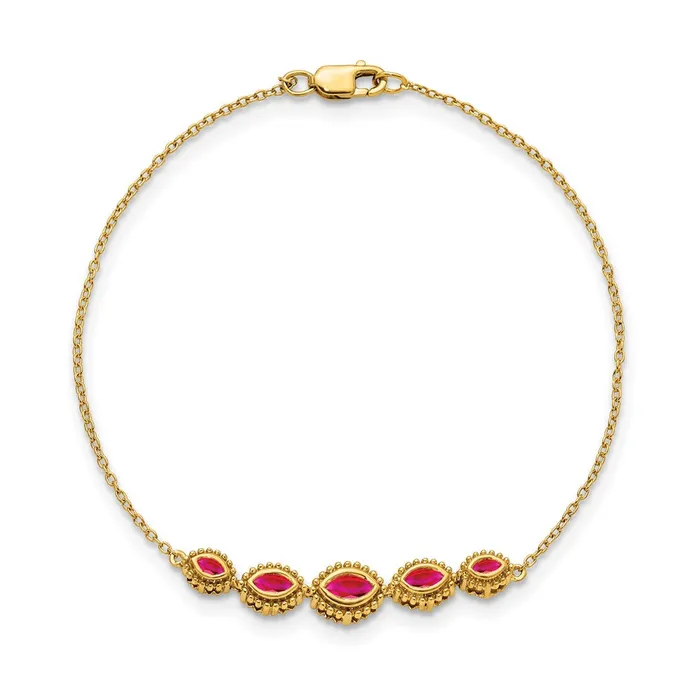 goldiaca Bracelets 14k Yellow Gold Marquise Ruby Bracelet
