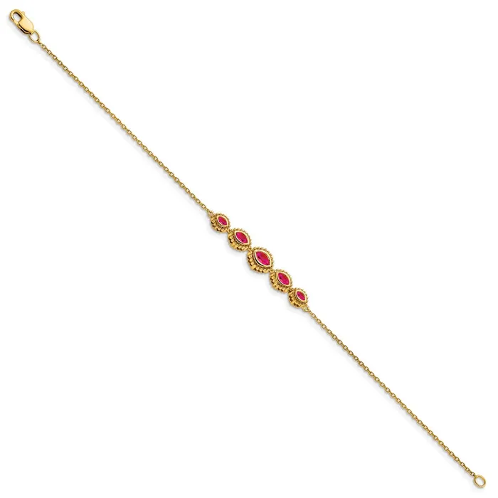 goldiaca Bracelets 14k Yellow Gold Marquise Ruby Bracelet