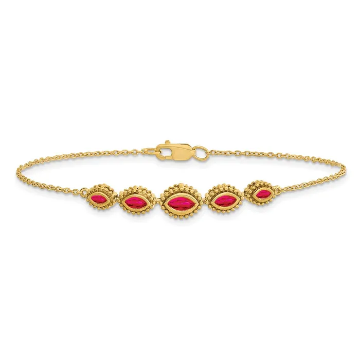 goldiaca Bracelets 14k Yellow Gold Marquise Ruby Bracelet