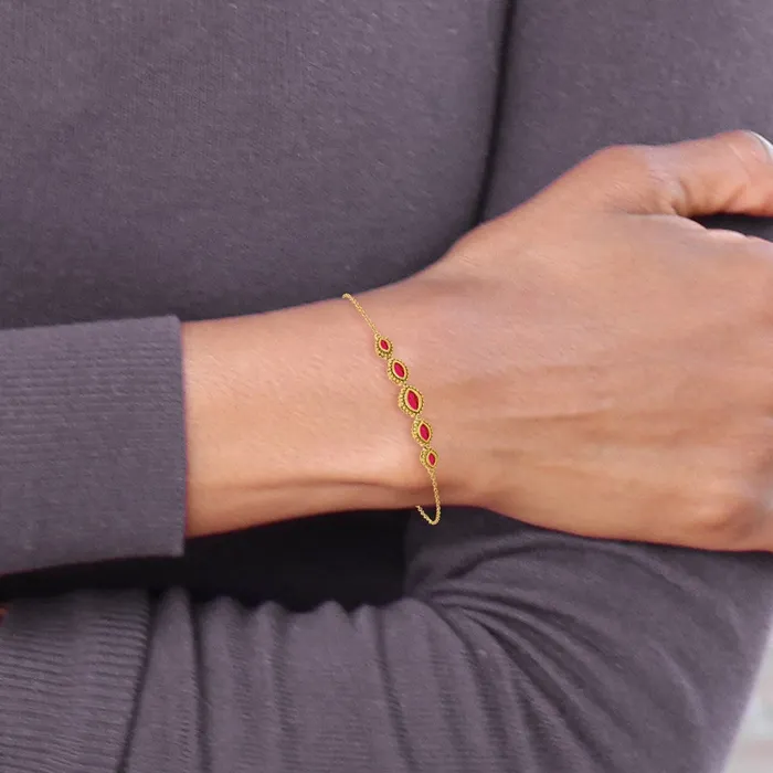 goldiaca Bracelets 14k Yellow Gold Marquise Ruby Bracelet