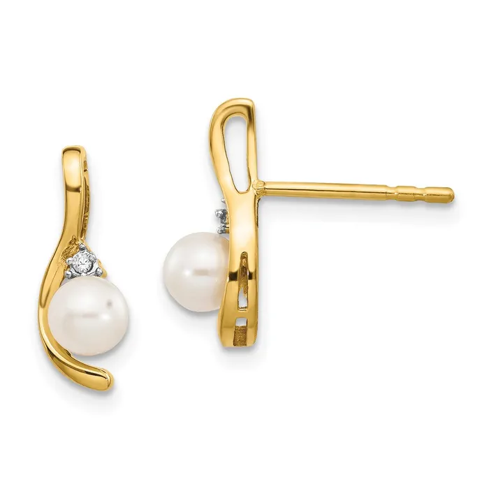 goldiaca Earrings 14K Diamond and FW Cultured Pearl Earrings