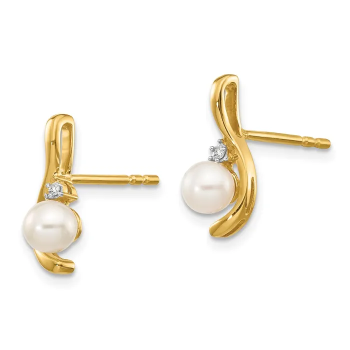 goldiaca Earrings 14K Diamond and FW Cultured Pearl Earrings