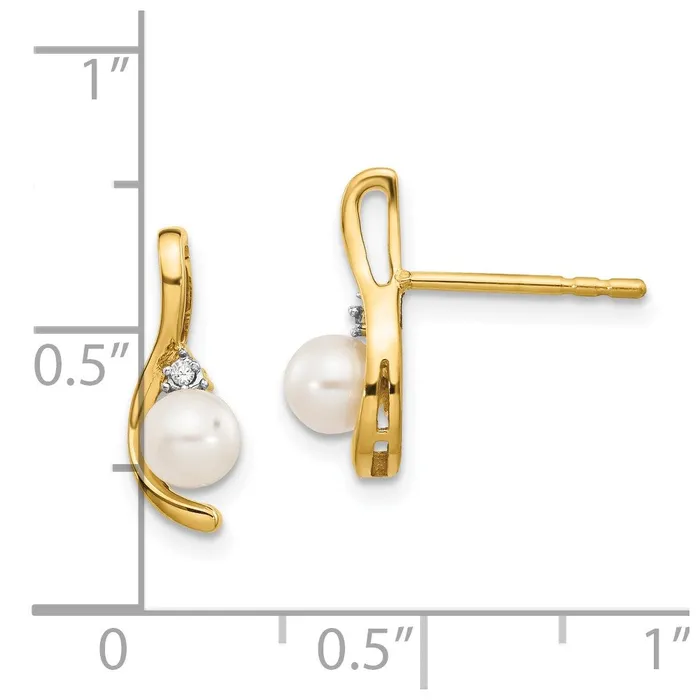 goldiaca Earrings 14K Diamond and FW Cultured Pearl Earrings