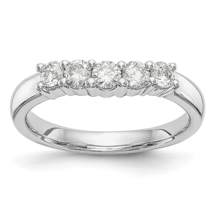 goldiaca Rings 14K White Gold 5Stone Real Diamond Band