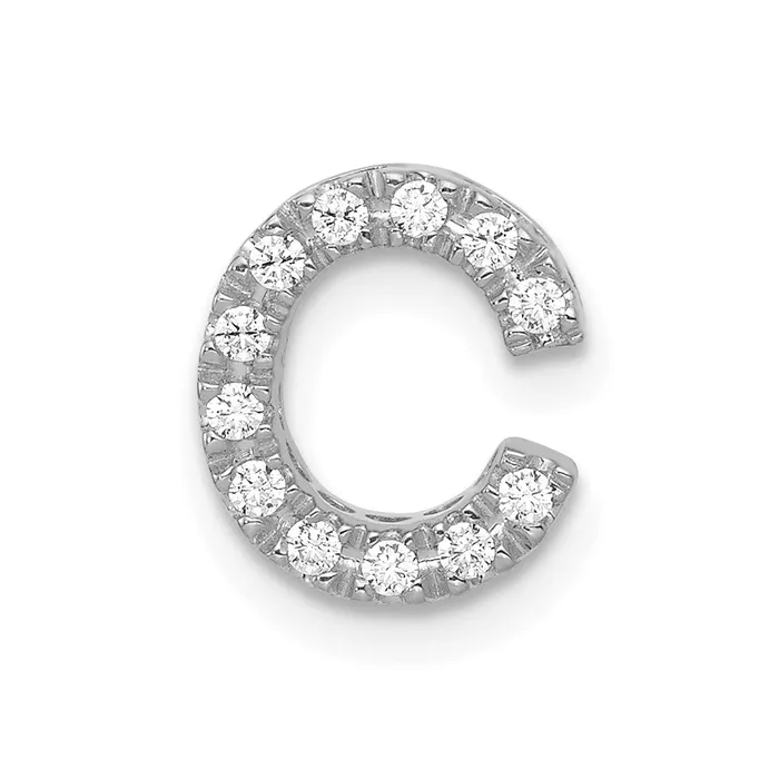 Goldia Charm Necklaces 14K White Gold Real Diamond Letter C Initial Charm