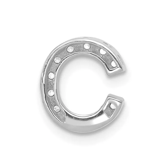 Goldia Charm Necklaces 14K White Gold Real Diamond Letter C Initial Charm