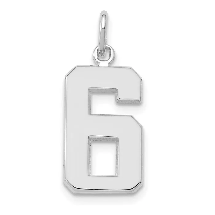 Goldia Charm Necklaces 14k White Goldw Medium Polished Number 6 Charm