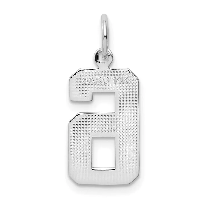 Goldia Charm Necklaces 14k White Goldw Medium Polished Number 6 Charm