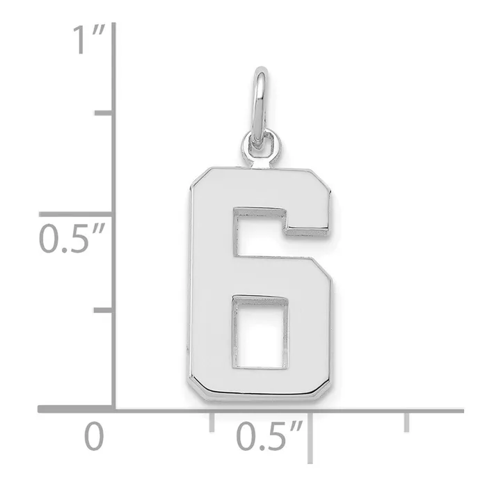 Goldia Charm Necklaces 14k White Goldw Medium Polished Number 6 Charm