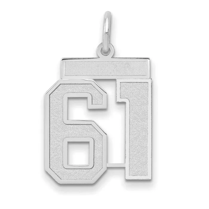 Goldia Charm Necklaces 14k White Goldw Medium Satin Number 61 Charm