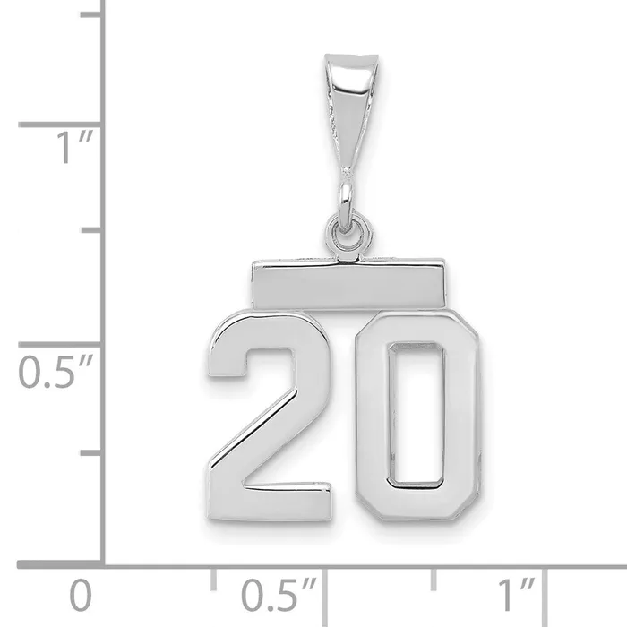 Goldia Charm Necklaces 14k White Goldw Small Polished Number 20 Charm
