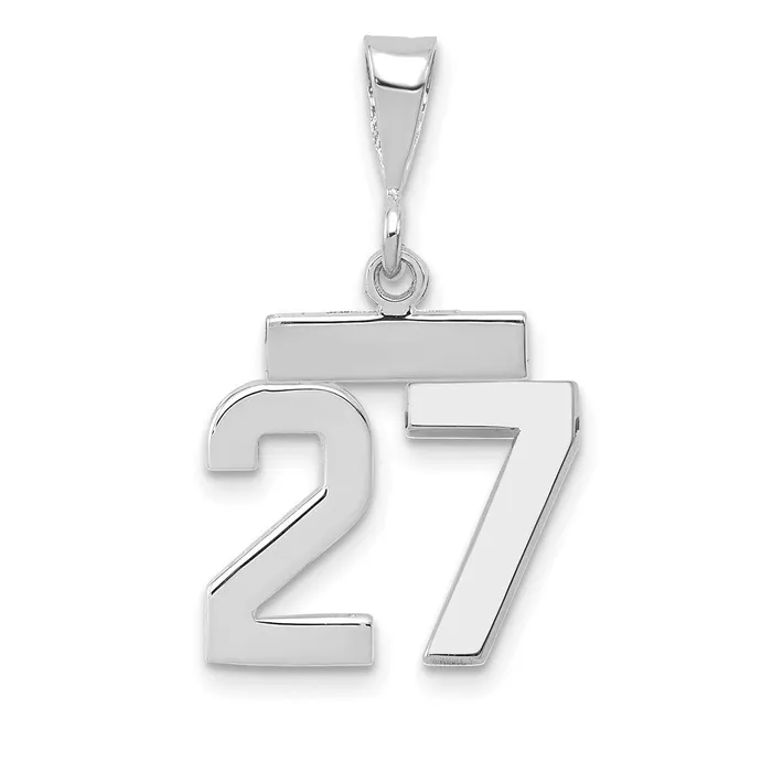 Goldia Charm Necklaces 14k White Goldw Small Polished Number 27 Charm