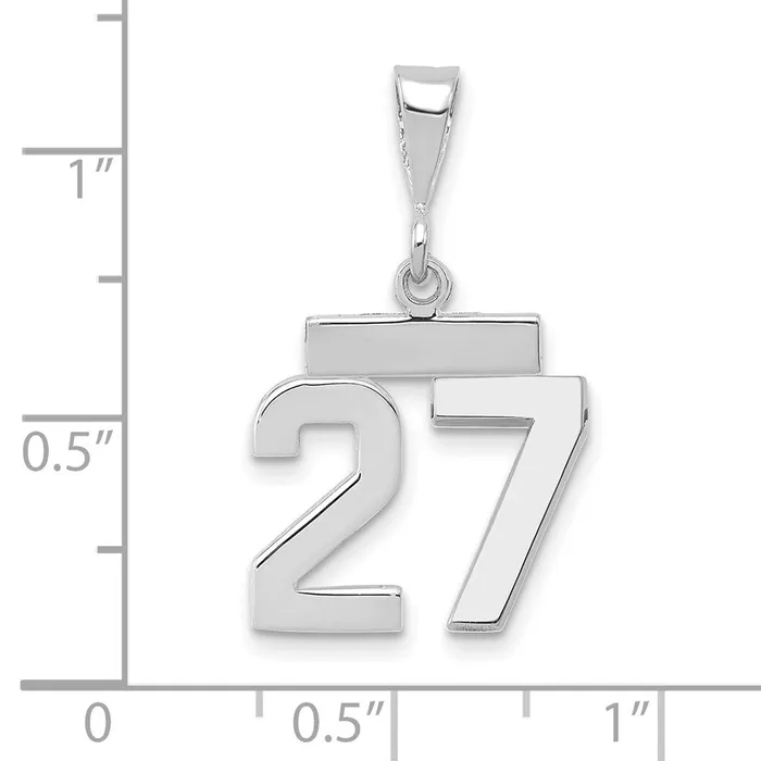Goldia Charm Necklaces 14k White Goldw Small Polished Number 27 Charm